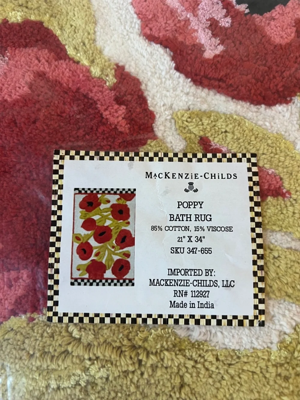 Mackenzie-Childs Poppy Bath Rug 21” x 34”